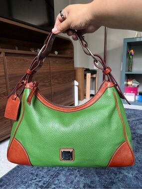 Vintage Dooney & Bourke Kelly Apple Green Pebbled Leather Hobo Bag